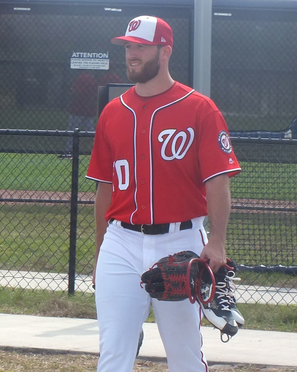 Austin Adams in a Washington Nationals uniform during 2017 spring training in Florida.
